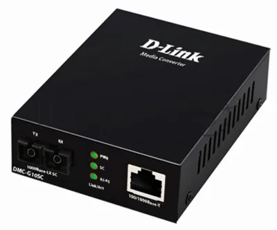Медиаконвертер D-Link DMC-G10SC/A1A с 1 портом 100/1000Base-T и 1 портом 1000Base-LX с разъемом SC для одномодового оптического кабеля (до 10 км)