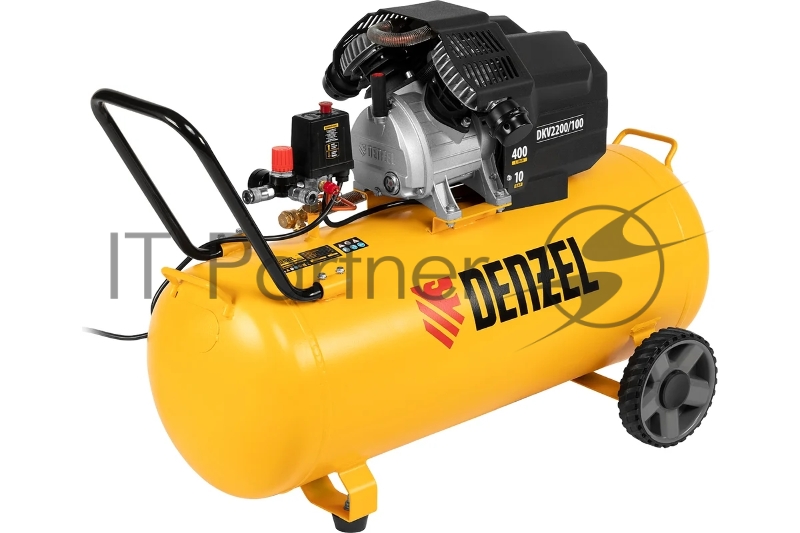 Компрессор воздушный Denzel DKV2200/100,Х-PRO (58079) 2.2 кВт, 400 л/мин, 100л