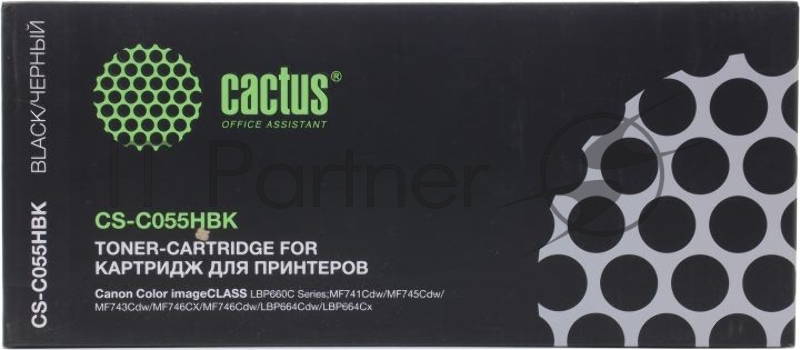 Картридж лазерный Cactus CS-C055HBK черный (7600 стр.) для Canon LBP663Cdw/LBP664Cx/MF746Cx/MF742Cdw/MF744Cdw