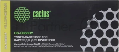 Картридж лазерный Cactus CS-C055HY желтый (5900 стр.) для Canon LBP663Cdw/LBP664Cx/MF746Cx/MF742Cdw/MF744Cdw