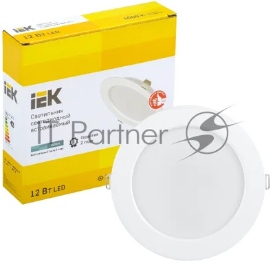 Светильник IEK LDVO0-1613-12-4000-K01 LED ДВО 1613 белый круг 12Вт 4000К IP20 пластик. корпус, диам 145 мм