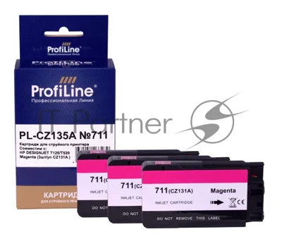 Картридж ProfiLine PL-CZ135A №711 для принтеров HP DESIGNJET T120/T520 Magenta (3 шт/уп CZ131A)