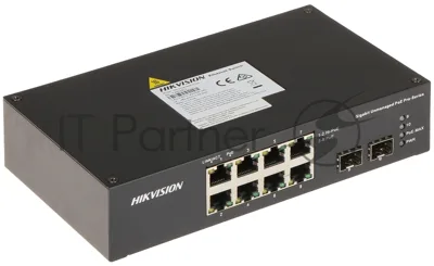 Коммутатор Hikvision DS-3T0510HP-E/HS, 8×1 Гбит/с PoE + 2×1 Гбит/с SFP, неуправляемый