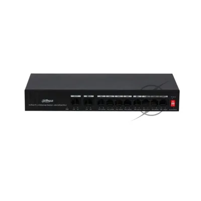 Коммутатор Dahua DH-PFS3010-8ET-65, 8×100 Мбит/с + 2×100 Мбит/с, неуправляемый