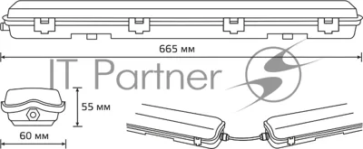 Светильник линейный Gauss СПП-Т8-G13 LITE 220-230V IP65 665x60x55мм для LED ламп 1х600мм 1/16