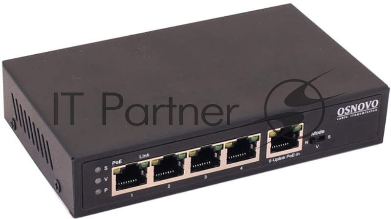 Коммутатор OSNOVO SW-8050/D, 4×1 Гбит/с PoE + 1×1 Гбит/с, неуправляемый