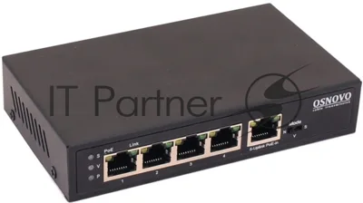 Коммутатор OSNOVO SW-8050/D, 4×1 Гбит/с PoE + 1×1 Гбит/с, неуправляемый