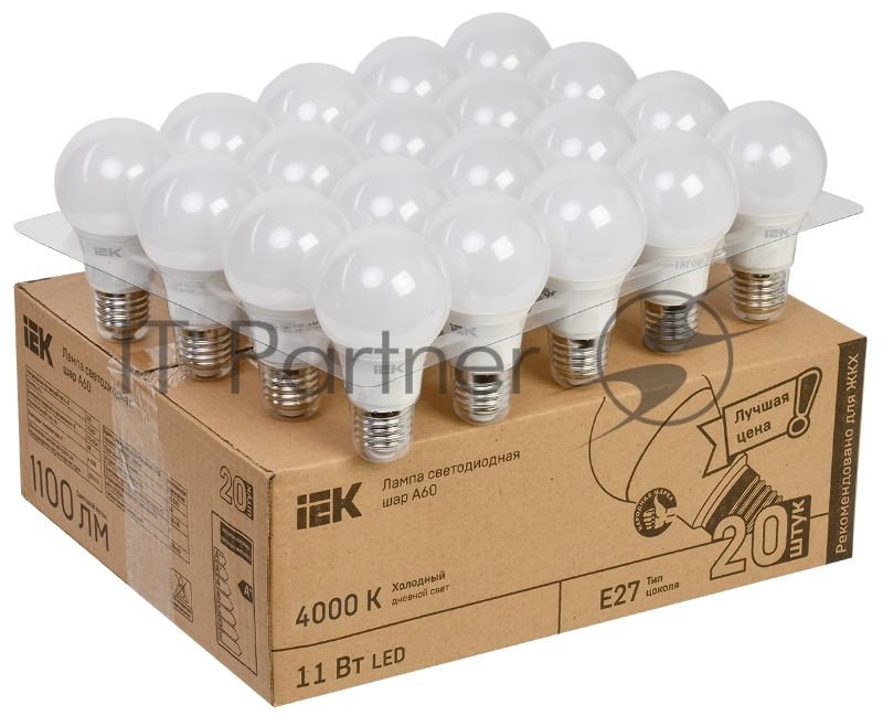 Лампа cветодиодная IEK LED A60 шар 11Вт 230В 4000К E27