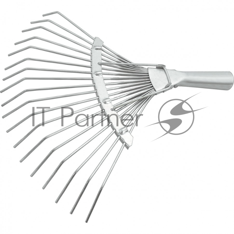 Грабли Сибртех веерные 18 зубьев, с черенком, оцинкованные, круглый зуб