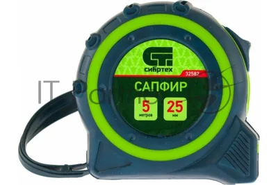Рулетка Сибртех Сапфир, двухкомпонентный корпус, 5 м х 25 мм