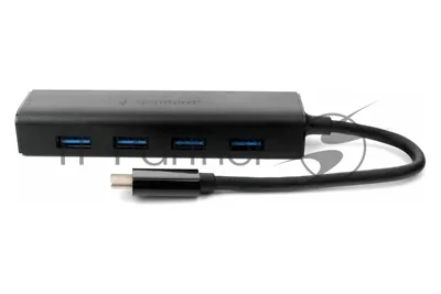 USB-концентратор Gembird UHB-C364, USB 3.0, USB 4 порта, USB Type-C / с доп питанием