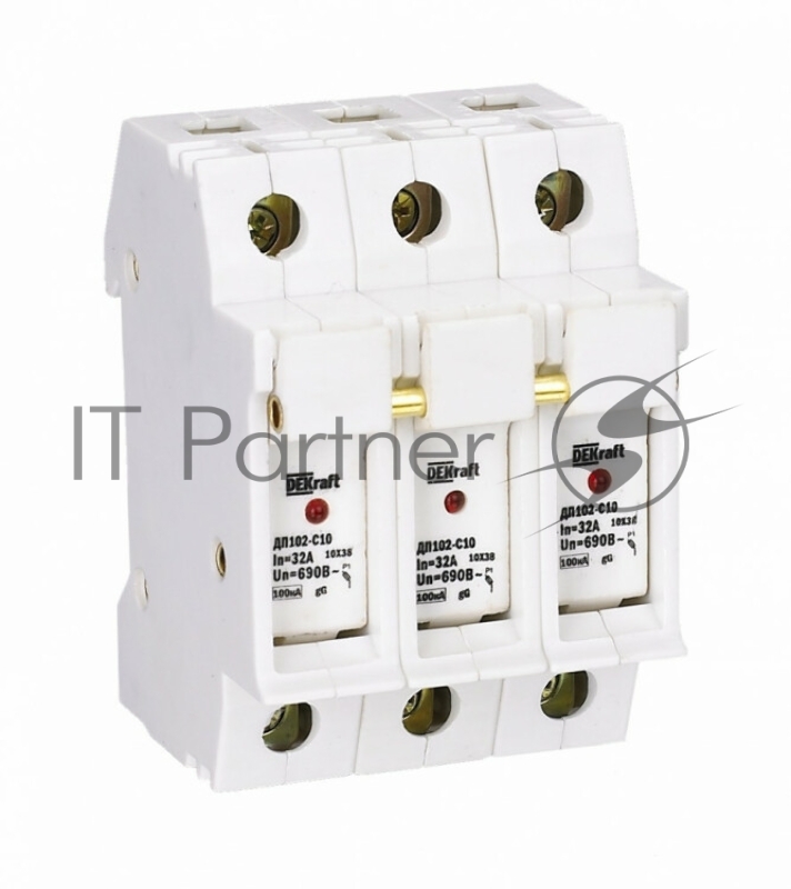 Держатель предохр. типа Dekraft C10 с LED индикацией 3P DEKraft ДП-102c