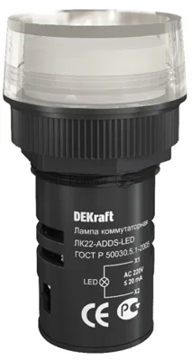 Лампа LED коммутаторная ADDS D=22мм 220В DEKraft ЛK-22 Белая