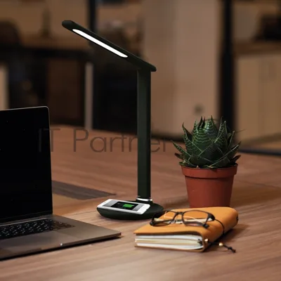 Светильник настольный Rexant Status LED, USB-зарядка устройств, 2700-6500 К, диммирование, 220 В, эффект тиснения под кожу