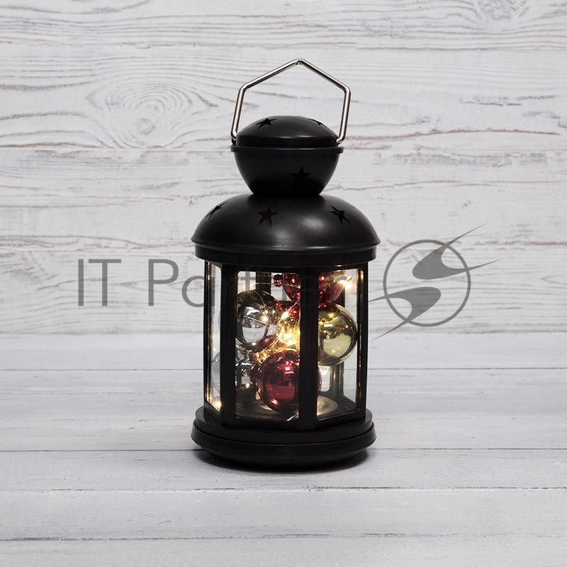 Декоративный фонарь Neon-night с шариками 12х12х20,6 см, черный корпус, теплый белый цвет свечения