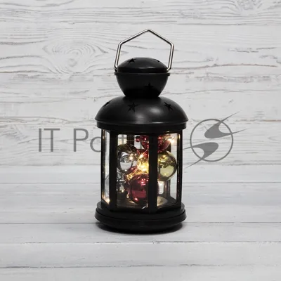 Декоративный фонарь Neon-night с шариками 12х12х20,6 см, черный корпус, теплый белый цвет свечения