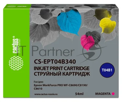 Картридж струйный Cactus CS-EPT04B340 пурпурный (54 мл) для Epson WorkForce Pro WF-C8190, WF-C8690