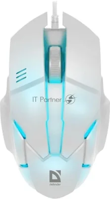 Мышь проводная Defender Host MB-982 белый, 1000 dpi, USB, кнопки - 3