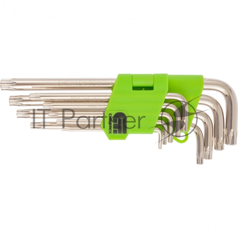 Набор ключей Сибртех имбусовых Tamper-Torx, 9 шт: TTT10-T50, 45x, закаленные, удлиненные, никель.