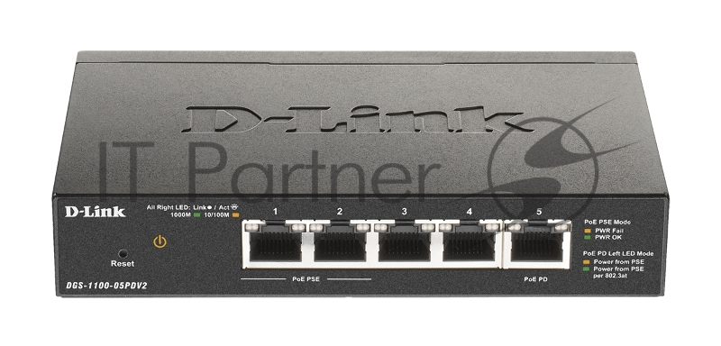 Коммутатор D-Link DGS-1100-05PDV2, 5×1 Гбит/с, настраиваемый
