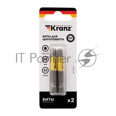Бита для шуруповерта Kranz Torx T27х50 мм (2 шт./уп.)