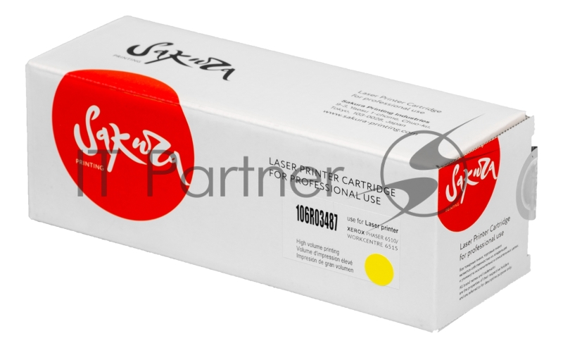 Картридж лазерный Sakura 106R03487 для Xerox Phaser, WC, желтый, 2400 к.