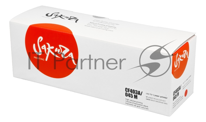 Картридж лазерный Sakura CF402A/045M для HP Color LaserJet Pro M252n/M252dn/MFP277dw/277n и Canon i-SENSYS LBP-610C, MF-630C, пурпурный, 1 300к.