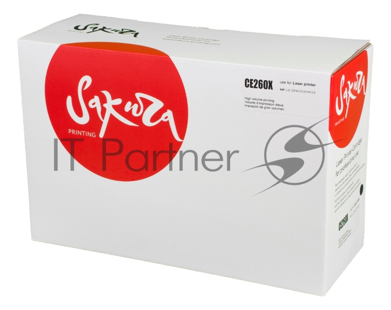 Картридж лазерный Sakura CE260X для HP Color LaserJet CP4020/4025/4520/4525, черный, 17000 к.