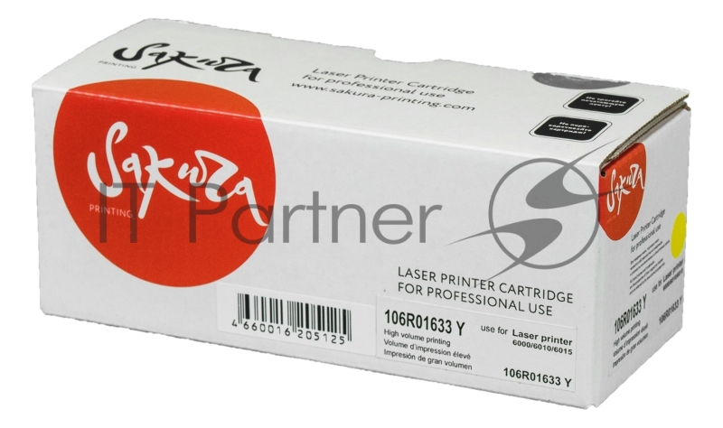 Картридж лазерный Sakura 106R01633 для Xerox Phaser 6000/6010, WC6015 желтый, 1000 к.