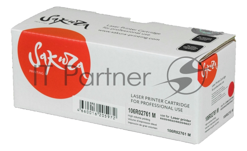Картридж лазерный Sakura 106R02761 для Xerox WorkCentre 6027, WorkCentre 6025, Phaser 6022, Phaser 6020, пурпурный, 1000 к.