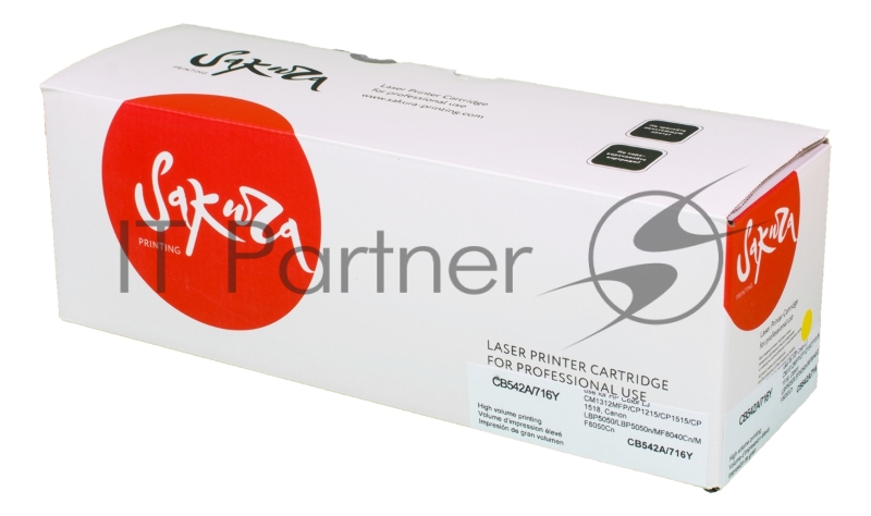 Картридж лазерный Sakura CB542A/716Y для HP Color LJ CM1312MFP/CP1215/CP1515/CP1518, Canon LBP5050, LBP5050n, MF8030Cn, MF8040Cn, MF8050Cn, MF8080Cw 1980B002 желтый, 1500 к.
