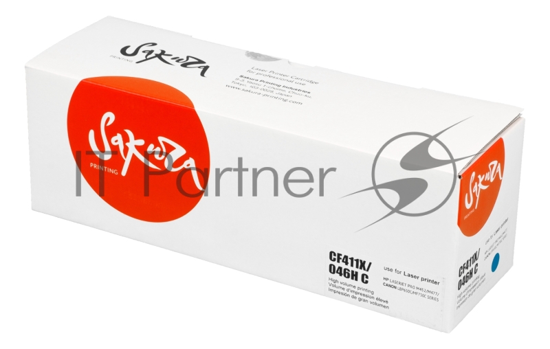 Картридж Sakura CF411X/046HC для HP и Canon, голубой, 5000 к.