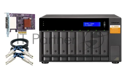 Полка расширения сетевого хранилища без дисков SMB QNAP TL-D800S SATA expansion enclosure, 8-tray 3,5"/2,5" w/o HDD. 2xSFF-8088, hardware RAID support, desktop version.