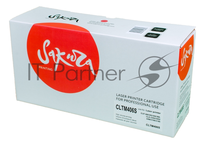 Картридж лазерный Sakura CLTM406S для Samsung CLP-360/365/365w, CLX-3300/3305/3305w/3305Fw/3305FN, Xpress C410/460, пурпурный, 1000 к.
