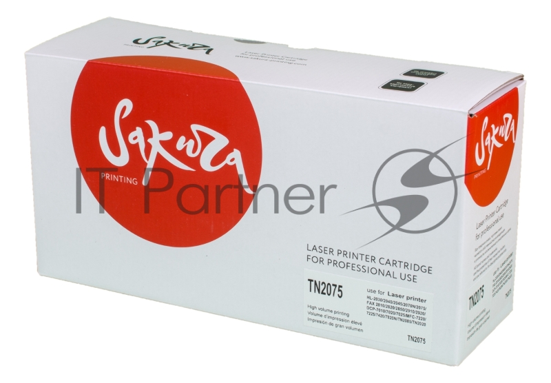 Картридж лазерный Sakura TN2075/2000/2025/2050/350 для Brother HL-2030/2040/2070 FAX-2820/2920 MFC-7220/7420/7820 DCP 7000/7010/7025, 2500 к.