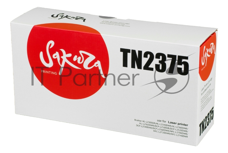 Картридж лазерный Sakura TN2375 для Brother HL-L2300DR, HL-L2340DWR, HL-L2360DNR, HL-L2365DWR, DCP-L2500DR, DCP-L2520DWR, DCP-L2540DNR, DCP-L2560DWR, MFC-L2700DWR, MFC-L2720DWR, MFC-L2740DWR, 2600 к.