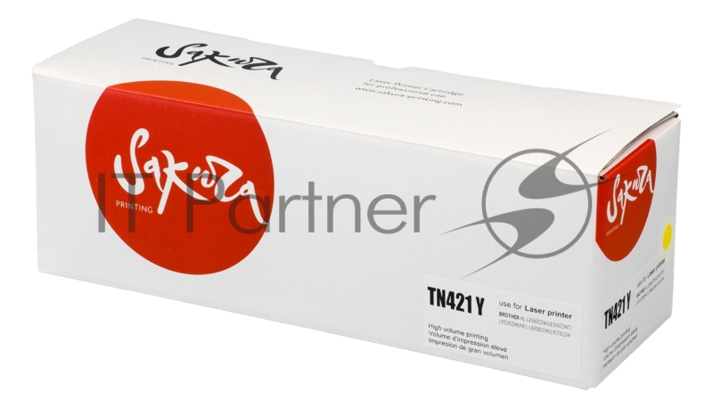 Картридж лазерный Sakura TN421Y для Brother HL-8260DCW, DCP-8410, MFC-8690, желтый, 1 800к.