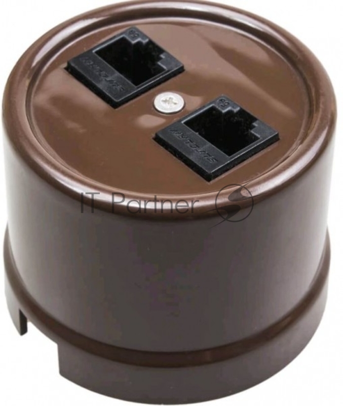 Розетка компьютерная Bironi B1-302-22 2-ая (RJ45) пластик коричневый
