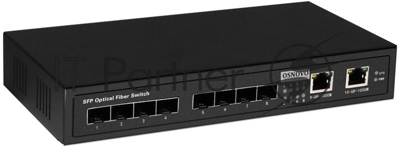 Коммутатор гигабитный Osnovo SW-7028, 8 *SFP 1000Base-FX, 2 x10/100/1000Base-T