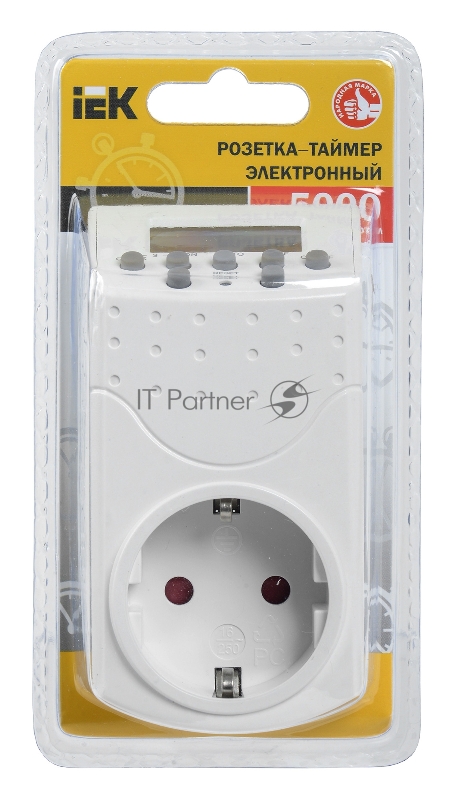 Розетка-таймер электронный 1мин 7дн 140on/off 16А IP20 IEK РТЭ-1