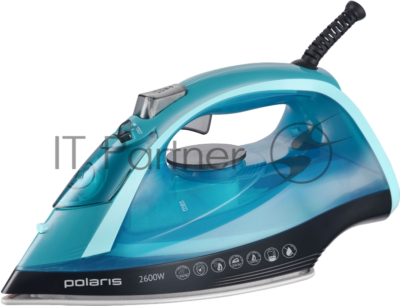 Утюг Polaris PIR2668AK бирюзовый/черный, 2600 Вт, 50 г/мин, 190 г/мин, 350 мл