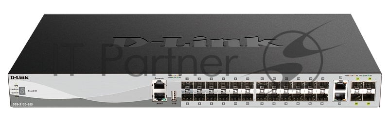 Коммутатор D-Link DGS-3130-30S/B1A, 24×1 Гбит/с SFP + 4×10 Гбит/с SFP+ + 2×10 Гбит/с Combo, управляемый
