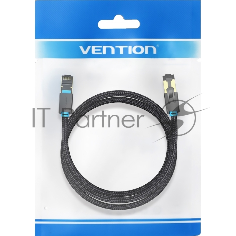 Патч-корд Vention прямой SFTP cat.8 RJ45 - 0,5м. черный Тканевая оплетка