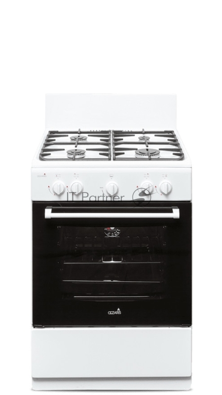 Плита газовая CEZARIS ПГ 3200-07 белый, конфорок 4 шт, духовка 59 л, 60 см x 85 см x 60 см