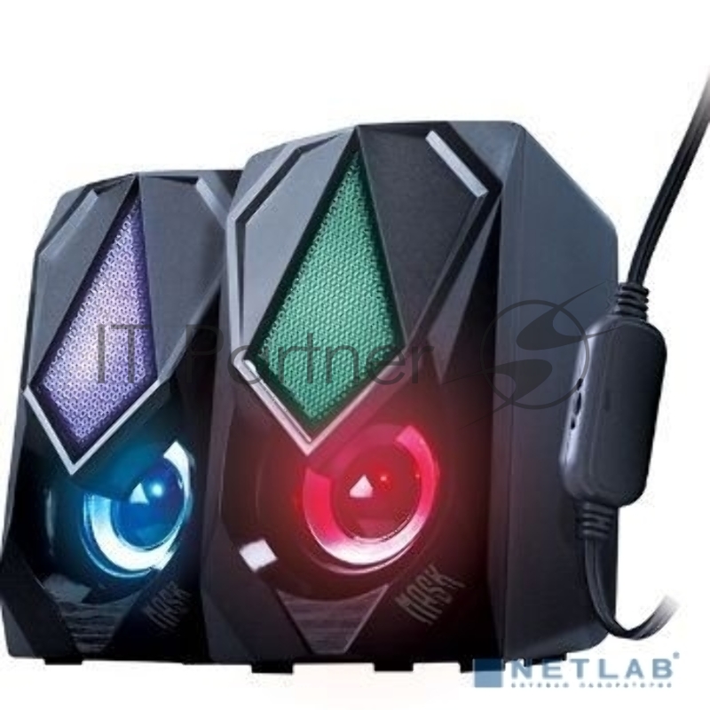 Акустическая система 2.0 Qumo Mask AS004, 10 ВТ, объемное звучание, RGb подсветка