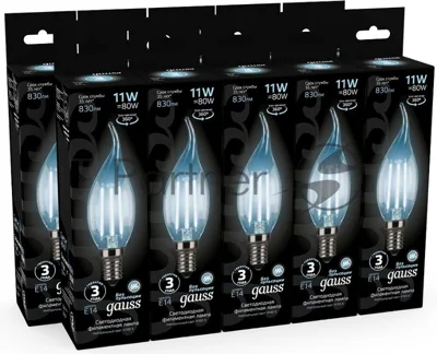 Лампа светодиодная Gauss Filament Свеча на ветру 11W 830lm 4100К Е14 LED