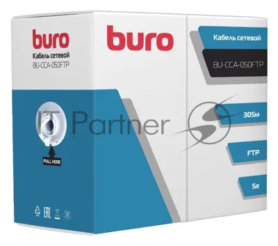 Кабель сетевой Buro FTP 4 пары cat5E solid 0.50мм CCA 305м серый