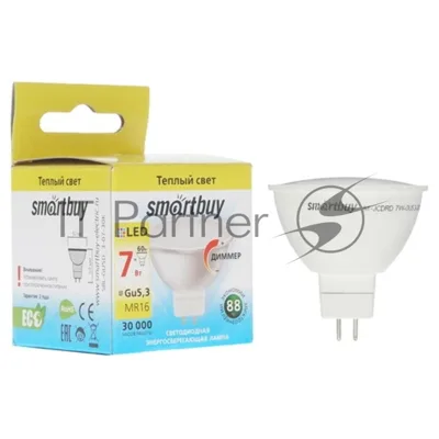 Лампа светодиодная диммер Smartbuy-Gu5D_3-07W/3000