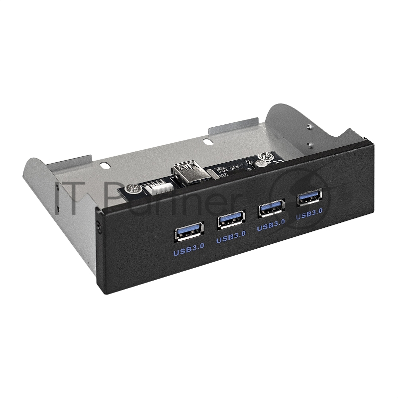 Планка USB на переднюю панель ExeGate EX289290RUS U5H-625, 5,25", 4*USB3.0, черная, металл, подсоед. к MB