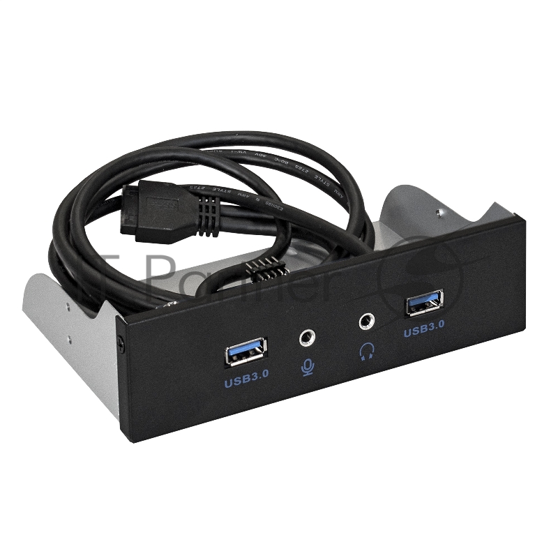 Планка USB на переднюю панель ExeGate EX289291RUS U5H-627, 5,25", 2*USB3.0+2*HD Audio, черная, металл, подсоед. к MB